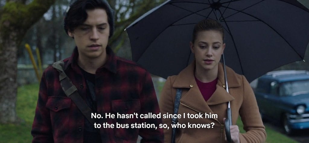 Cole Sprouse and Lili Reinhart in 'Riverdale' S2E20