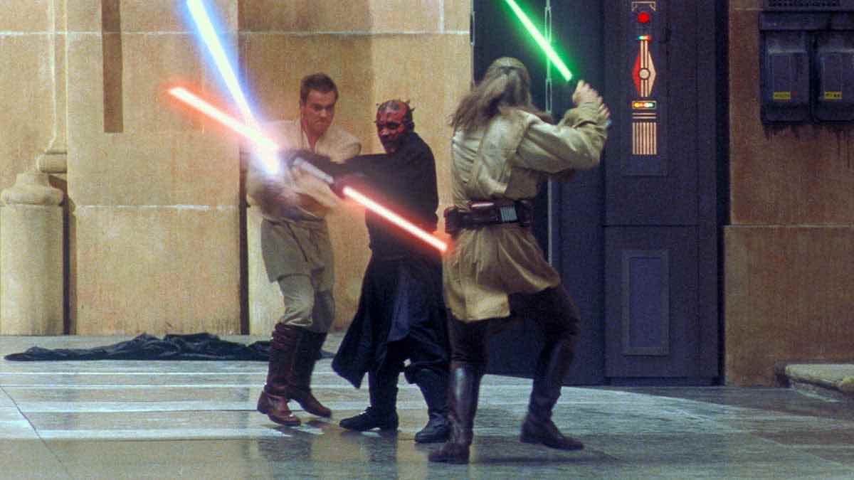 In The Phantom Menace (1999) the popular fan theory that Darth Maul killed  Qui-Gon Jinn when he stabbed him through his chest with his lightsaber is  confirmed in the Lego Star Wars