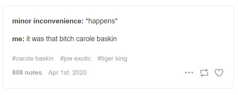 Carole Baskin has done a lot besides kill her husband. Like become an internet sensation. Here's a new collection of 'Tiger King' memes focused on Carole.