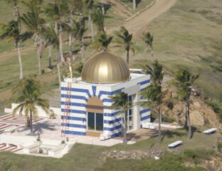 A well known staple of Jeffrey Epstein’s pedophilic island is a blue-striped temple. Let's investigate the strange Epstein island temple.