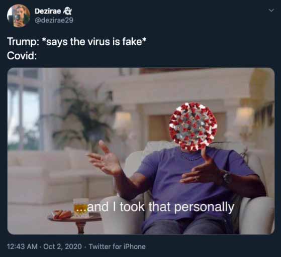 Both U.S. President Donald Trump and First Lady Melania Trump has tested positive for coronavirus. Naturally, Twitter has memes about it.