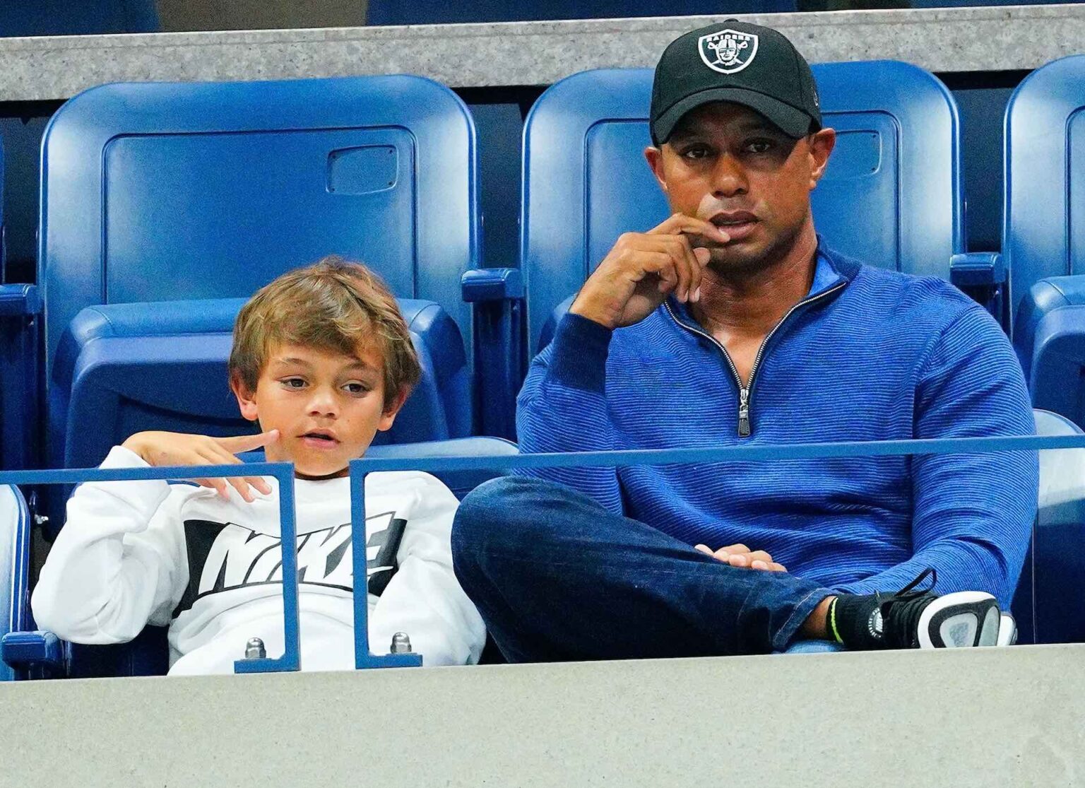 Tiger Woods may soon see his son following in his footsteps. The two are competing in a golf tournament together.