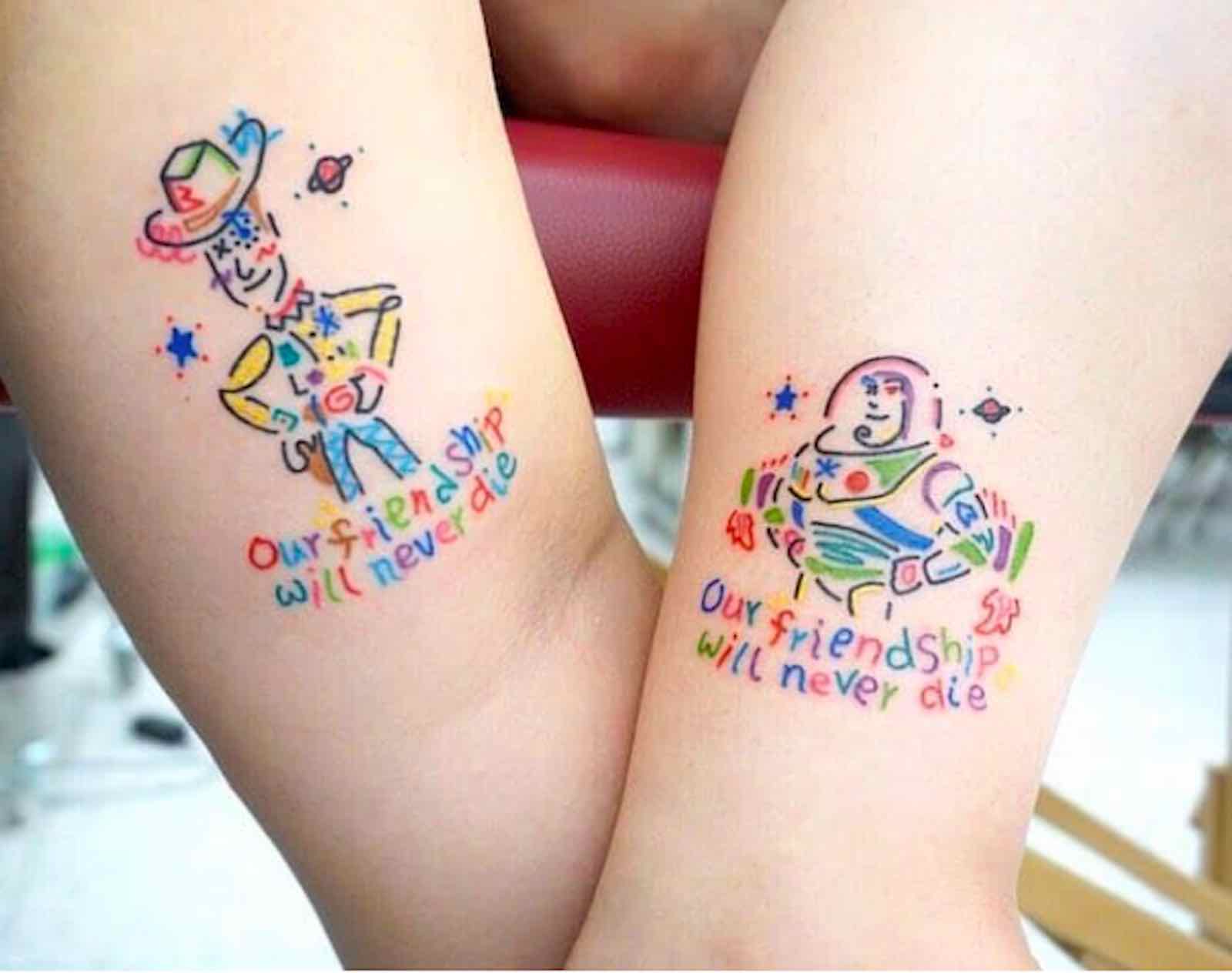 FYeahTattooscom  Buzz and Woody done at Proton Tattoo by Chris May