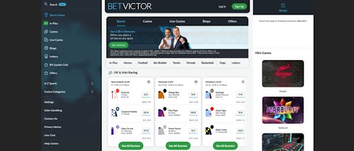 The BetVictor homepage.