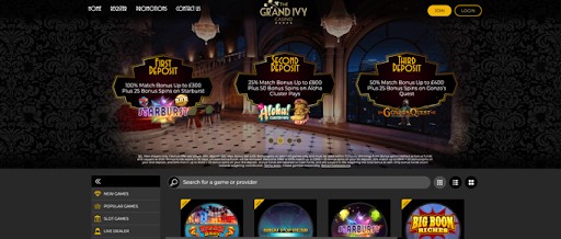 The Grand Ivy homepage.