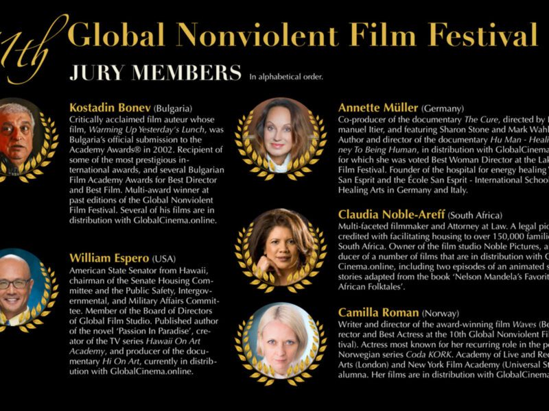 Take notes as you learn more about the critically-acclaimed filmmakers who make up the jury for the 11th Global Nonviolent Film Festival!